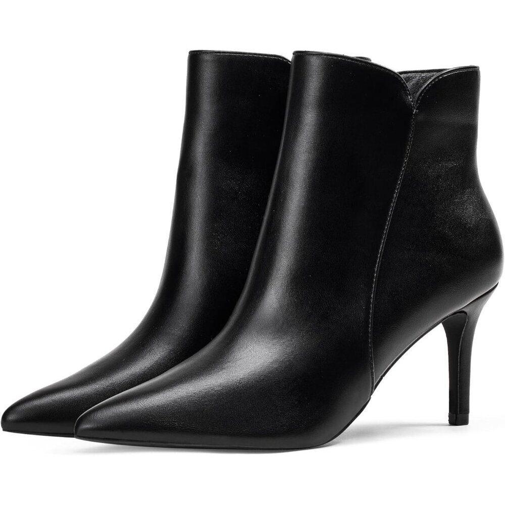 Women's Black Chic Heeled Sexy Pointed Toe High Heel Fashion Ankle Booties - Picture 5 of 8
